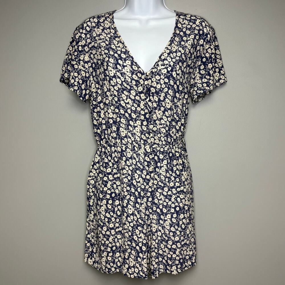 Rails Sophia Navy Camellia Blue Floral Short Sleeve Romper‎ Womens Sz S